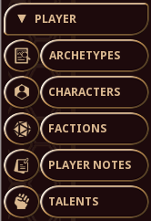 Imagem da aba do menu lateral chamada Player